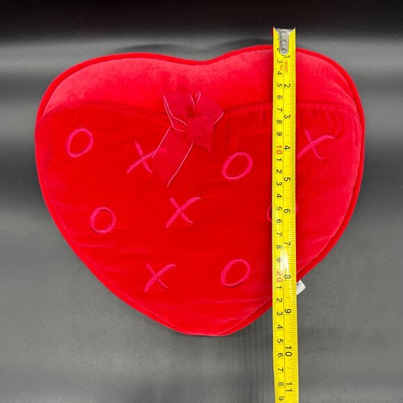 Heart Shaped Pillow Plush Red XO Embroidery Bow Hallmark Valentines Day Gift - Picture 8 of 9